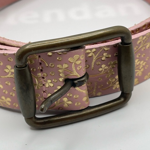 Gap Pink Genuine Cow Leather Belt w/ Gold Floral Pattern Sz XL - Picture 2 of 10